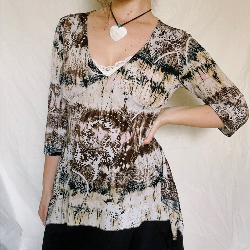 Vintage V Neck Fairy Top with flutter hem